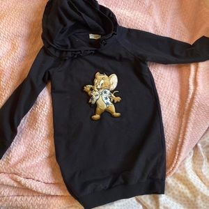 Monnalisa hooded size 8 girls sweatshirt dress with Disney appliqué. Fit size 6.